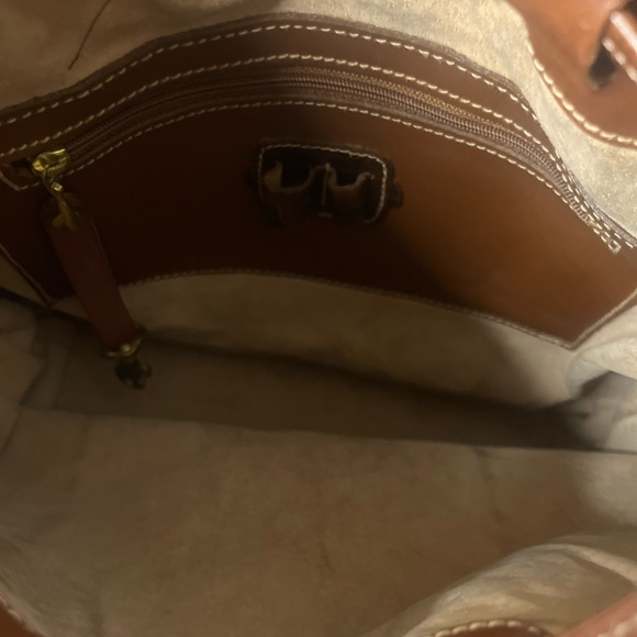 Vintage 90s Brahmin floral tapestry leather satchel bucket shoulder bag - Picture 16 of 16